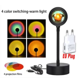 Sunset Lamp Projection Led Lights with Remote 16 Colors Night Light 360° Rotation Rainbow Lights 4 Modes Setting for Photograph