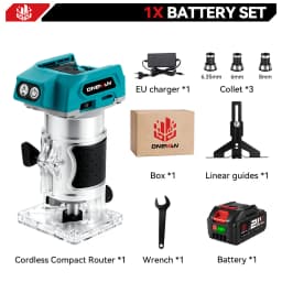ONEVAN Brushless Electric Hand Trimmer 1600W 5 Speeds Cordless Wood Router Woodworking Engraving Slotting for 21V 18V Battery