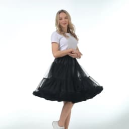 Skirt Length 55cm Women Tutu Skirt Solid Fluffy Tulle Princess Ball Gown Pettiskirt Ladys Ballet Party Performance Dress PP008