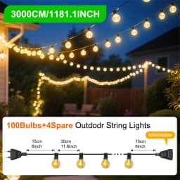 G40 Outdoor String Lights, Waterproof Connectable Shatterproof LED Bulbs, Patio Lights for Indoor Balcony Porch Camping Deck