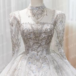 Customized NEW Luxury Square Neck Full Lace Long Sleeve Princess Wedding Dress Decal Bridal Ball Dress Real Dubai Wedding Dress