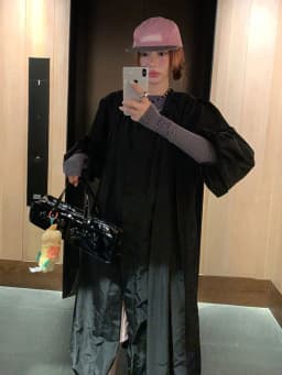 Lautaro Spring Autumn Long Cute Sweet Thin Blue Trench Coat for Women Bow Lantern Sleeve Loose Casual Chic Fashion Overcoat 2026