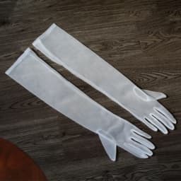 Women Elegant White Soft Tulle Simple Long Wedding Dress Gloves for Bridal Party Evening Events Wedding Prom Parties Accessories