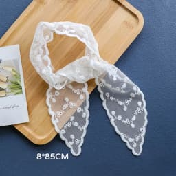 1Pc Sweet Flower Lace Neck Strap Dressing Decoration Korean Style Hair Band Neckerchief Transparent Long Ribbon Head Scarf