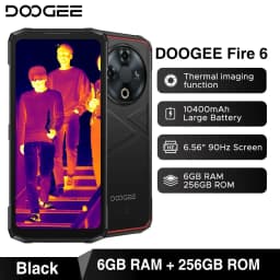 DOOGEE Fire 6 Rugged Phone Thermal Imaging 10400mAh Large Battery 6.56" 16GB(6+10) 256GB 50MP AI Main Camera Mobile Phone
