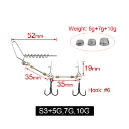 Spinpoler Multi-Depth Pike Stinger Rigs Fishing Hook #6 #1/0 #2/0 With Sinker Weight 5g 7g 10g 15g 20g Systerm Kit For Swimbait