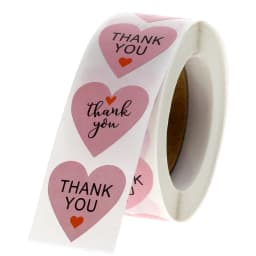 50-500pcs Labels stickers Heart shape white thank you Stickers seal labels scrapbooking for Package stationery sticker 1inch