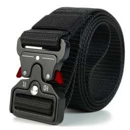 Nylon Military Tactical Belt for Men- 12KN/24KN Black Buckle with Red Safety Lock | Men's Riggers Belt for Work & Outdoor