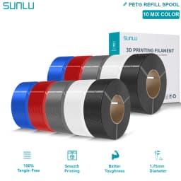 SUNLU PLA/PETG/PLA PLUS 3D Filament Refill 1.75mm Neatly Wound 3D Filament Bundle Refill for Most Brand Reuseable Spool 10KG
