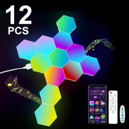 Smart Hexagon LED Wall Lights with App DIY & Remote Control Music Sync RGB Panels for Home Gaming Room Bedroom Living Room Decor Vibrant Geometric Design Indoor Party Festival Wall Decorative Light USB Powered Color Changing Modern Lights