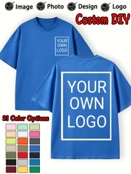 Double Sided Custom Logo T-Shirt Summer Y2K Loose Cotton Short Sleeves Crewneck Casual T Shirts Team Company Women's Tops