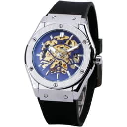 WINNER Automatic Mechanical Watch for Men Rubber Strap Skeleton Dial Male Clock Military Sports Style Wristwatch Dropshipping