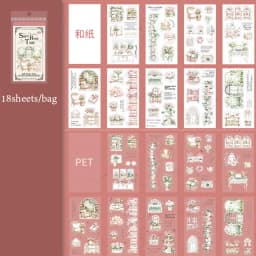 Mr Paper 18pcs/bag Soft House Time Series Home Landscaping Dual Material Die-cut Sticker Book DIY Handbook Scrapbook Card