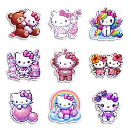 Hello Cat 10pcs/lot San Resin Planar Transparent Glitter Acrylic Flatback for Charms DIY Bow Craft Supplies Phone Case Decor