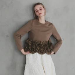 Floral Decorative Plate Short Sweatshirt Women's Spring Autumn Design Unique Attractive Beautiful Straight Cut Ladies' Top