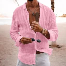 2026 Men's Cotton Linen Shirts Top Simple Laple Solid Man Shirts Tops Comfortable Loose Casual Holiday Shirts for Men Blouses