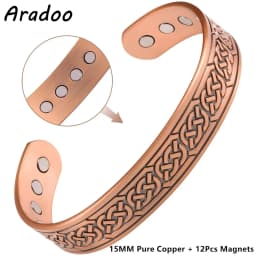 ARADOO Vintage Style Pure Copper Cuff Bracelets with 3500 Gauss Neodymium Magnetic Therapy Bangle Jewelry Gifts