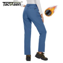 TACVASEN Fleece Lined Waterproof Soft Shell Pants Womens Winter Warm Zipper Pockets Work Pants Outdoor Hiking Ski Snow Trousers