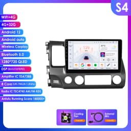 10.1 " Hizpo 2Din Android Auto Car Radio for Honda Civic 2006 - 2011 Snapdragon 6115 GPS RDS DSP BT 4G CarPlay SWC 360 ° CAM