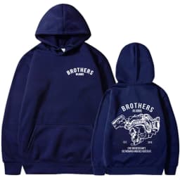 Team Brothers in Arms Skeleton Double Sided Print Hoodies Men Women Clothing Fashion Sweatshirt Oversized Long Sleeve Pullovers
