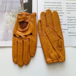 Thin Women's Sheepskin Driver Gloves Summer Breathable Snap Button Colored Genuine Leather Gloves