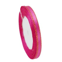 (25 Yards/roll) 6mm Gold Edged Single Face Satin Ribbon Wholesale Gift Packing Christmas Decoration Manual DIY Ribbons Fabric