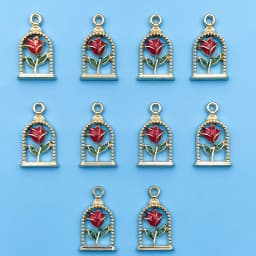 10/24Pcs/Pack Romantic Vintage Rose Flower Chaems Alloy Small Pendants for Jewelry Making Findings Crafting Accessories
