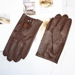 Men's Leather Deerskin Driver Gloves Single-Layer Thin Summer Autumn Outdoor Riding Full-Finger Motorcycle Gloves