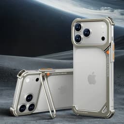 Eary 9-Shaped Phone Case for iPhone 18 17 Pro Max for Magsafe With 90° Lens Holder Stand Metal Frameless Bumper Anti-Drop Shells