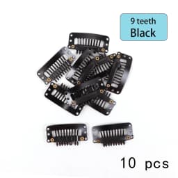 10Pcs 32Mm Hair Clips U-Shape Metal Clips For Hair Extensions 9-Teeth Wig Clip For Women Wig Accessories Black Brown Beige