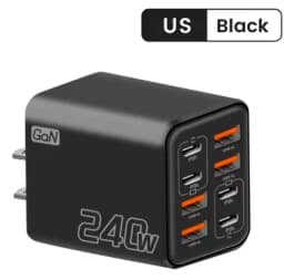 8 in 1 GaN Desktop USB Phone Charger 240W PD Fast Charger 4PD 4USB For iPhone 16 15 Pro Samsung Xiaomi EU US Plug Power Adapter