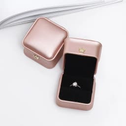 Wire-drawing PU Leather Crown Button Ring Storage Box Jewelry Packing Box Crown Buckle Ring Stud Jewelry Set Box
