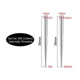 2PCS Internal & External Thread Steel Body Piercing Kit 14G (1.6mm) & 16G (1.2mm) Eyebrow Lip Ear Tongue Needle Tool