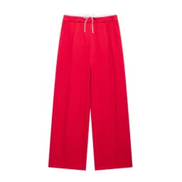 Splicing Design Solid Color Pants Women Fashion Simple Elastic Waist Lace Up Trousers Lady All-match Commuting Straight Pant New