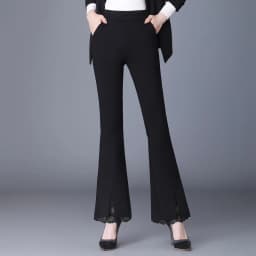 New Office Lady Lace Patchwork White Elastic Waist Casual Pants Summer Solid Women's Versatile Micro Flared Pants Women Clothing