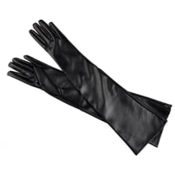 Sexy Black Punk Long PU Leather Gloves Woman's Winter Thin Full Finger Touch Screen Windproof Riding Driving Warm Mittens S33