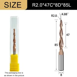 Carbide Spiral Tapered Ball Nose End Mill 6mm Shank 2 Flutes Router Bit Woodworking CNC 2D 3D Carving Bits Wood Milling Cutter