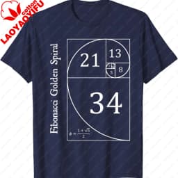 Funny Fibonacci Gold Spiral Nerd Math Teacher Gift Golden Ratio T-Shirt Mathematics Geometry Graphic Tee Casual Science Top
