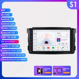 Hizpo AI Voice Wireless CarPlay Android Auto Radio For Smart Fortwo 451 2005 - 2010 4G BT Car Multimedia GPS 2din Autoradio 7862