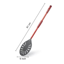 12" Hard Anodized Perforated Pizza Peel Rectangle Pizza Turning Shovel Set Aluminum Pizza Peel Paddle 40cm Long Silicone Handle