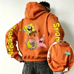 SpongeBob SquarePants Cartoon Anime 2026 New Spring and Autumn Men's and Women's Fashion Hooded Sports Hoodie