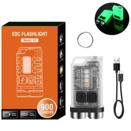 BORUiT V3 EDC Keychain LED Flashlight 900 Lumens Mini Torch Type-C Rechargeable Work Light With Magnet UV Camping Pocket Lantern