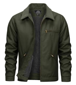 TACVASEN Heavy Duty Canvas Work Jackets Mens Construction Duck Retro Jacket Sherpa Waterproof Warm Winter Coats Cotton Pockets