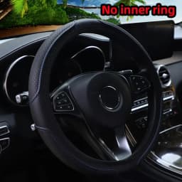 Artificial Leather Three-dimensional Embossed-car without Inner Ring Steering Wheel Cover Auto Parts for 14.5-15 Inches