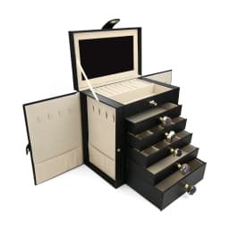 New Large Capacity 6 Layers Jewelry Box with Mirror Leather Earrings Rings Necklaces Jewelry Storage Box Organzers 5 Drawer Gift