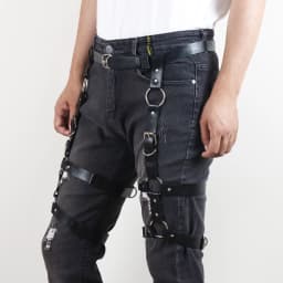 Black Leather Thigh Leg Belt Punk Harness Body Chain Cage Women for Men