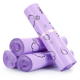 50Pcs Purple Color Plastic Logistics Mailing Bag HELLO Bear Printing Courier Mail Bag Self Seal Express Party Gifts Storage Bags