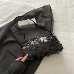 Fashion Lightweight Sequin Shoulder Bags Solid Color Large Capacity Underarm Bag Evening Party Tote Bag Women