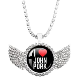 John Pork Is Calling Answer Call Phone Humor Funny Pig Graphic Glass Cabochon Angel Wings Pendant Necklace Jewelry Giftwholesale