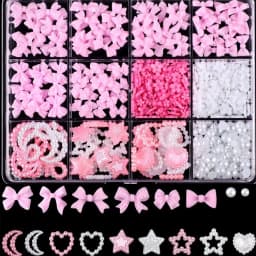 12Grids 3D Resin Rose Flower Nail Charms Mixed Color Flatback with Pearls Kawaii Floral Nail Decor for Acrylic Nails DIY Tools